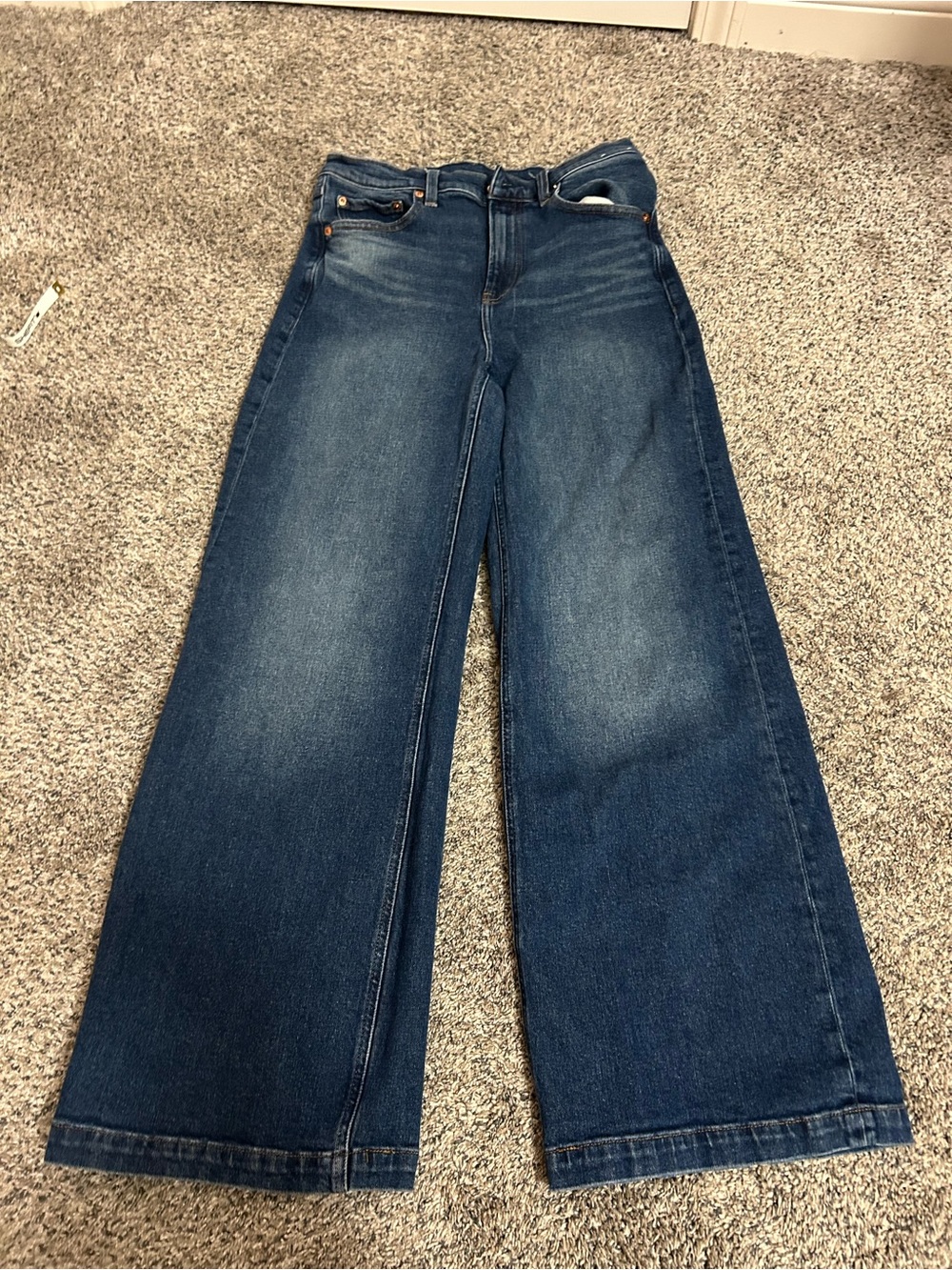 Gap High Rise Stride Wide Leg Ankle Jeans Size 28 6R Trendy Denim